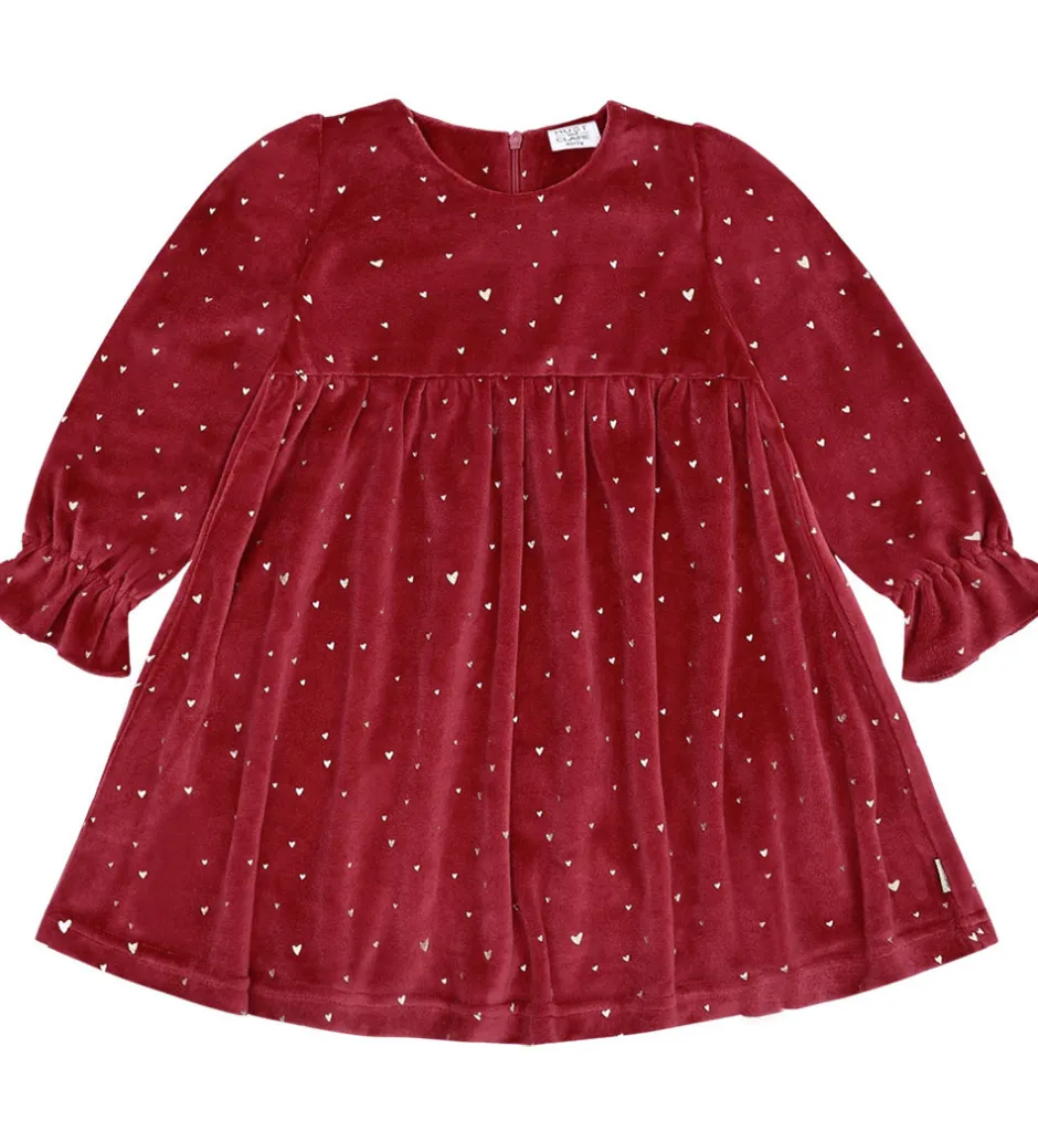 Kjoler*Hust and Claire Kjole - Velour - HCDonna - Teaberry m. Guld