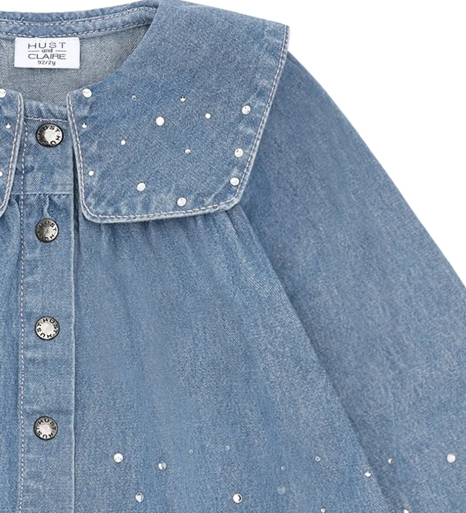 Børn Hust and Claire Skjorte - HCKaroline - Blue Denim m. Similisten