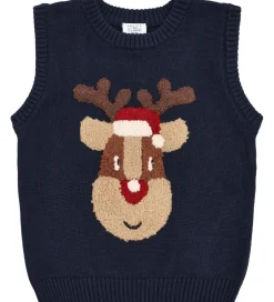 Børn Hust and Claire Vest - Strik - HCPrinco Reindeer - More Navy