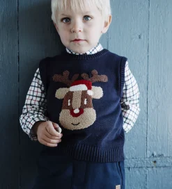 Børn Hust and Claire Vest - Strik - HCPrinco Reindeer - More Navy
