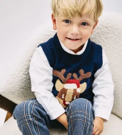 Børn Hust and Claire Vest - Strik - HCPrinco Reindeer - More Navy