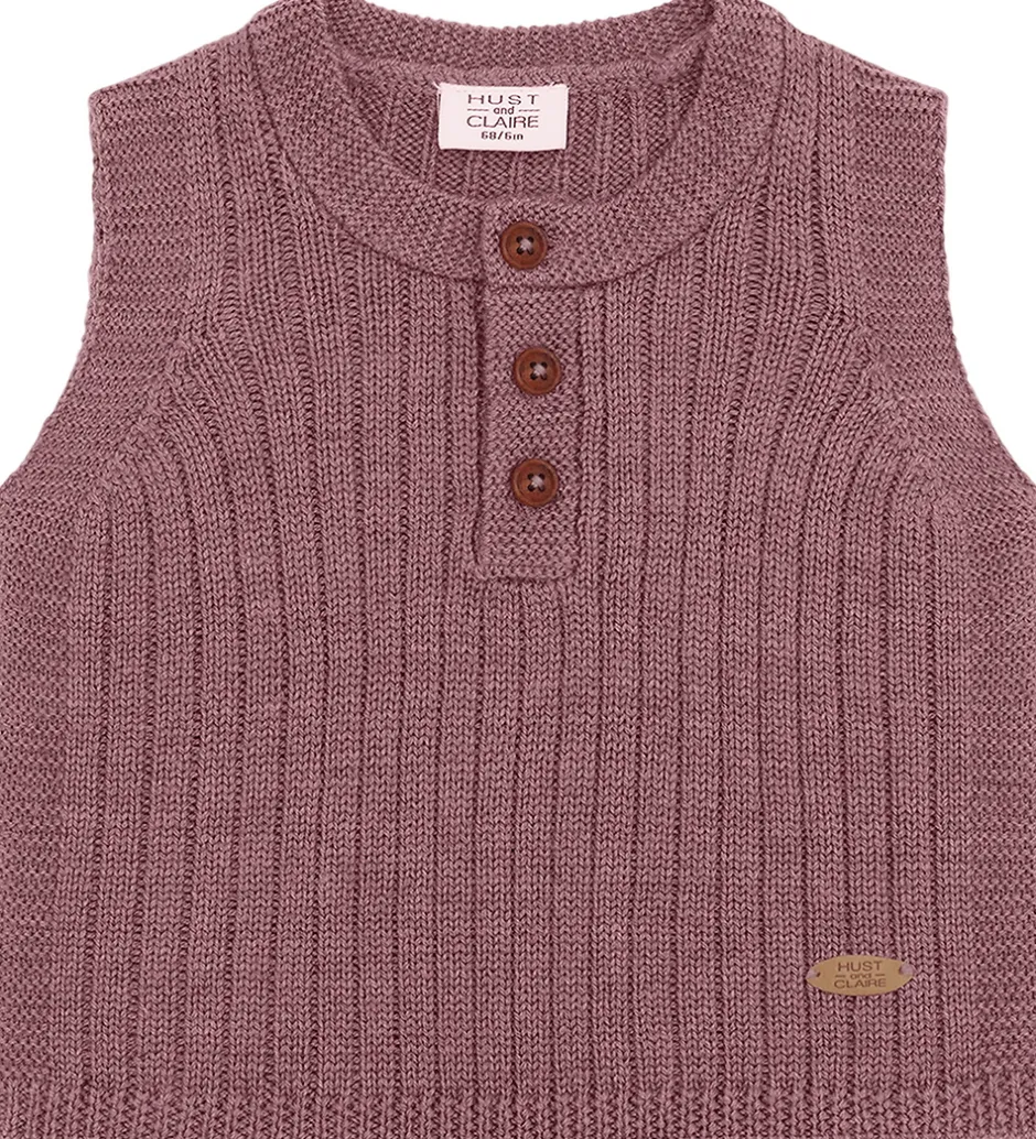 Børn Hust and Claire Vest - Strik - HCEdi Wool Rib Knit - Pale Ma