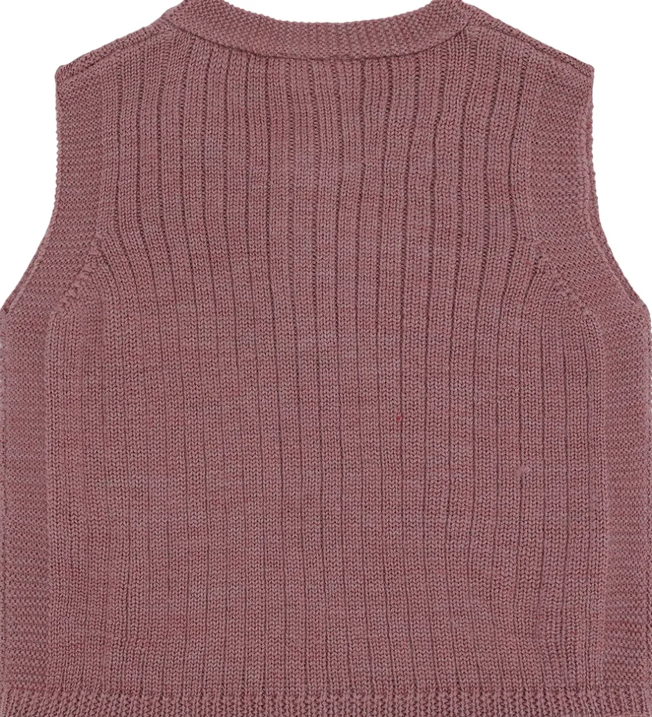 Børn Hust and Claire Vest - Strik - HCEdi Wool Rib Knit - Pale Ma