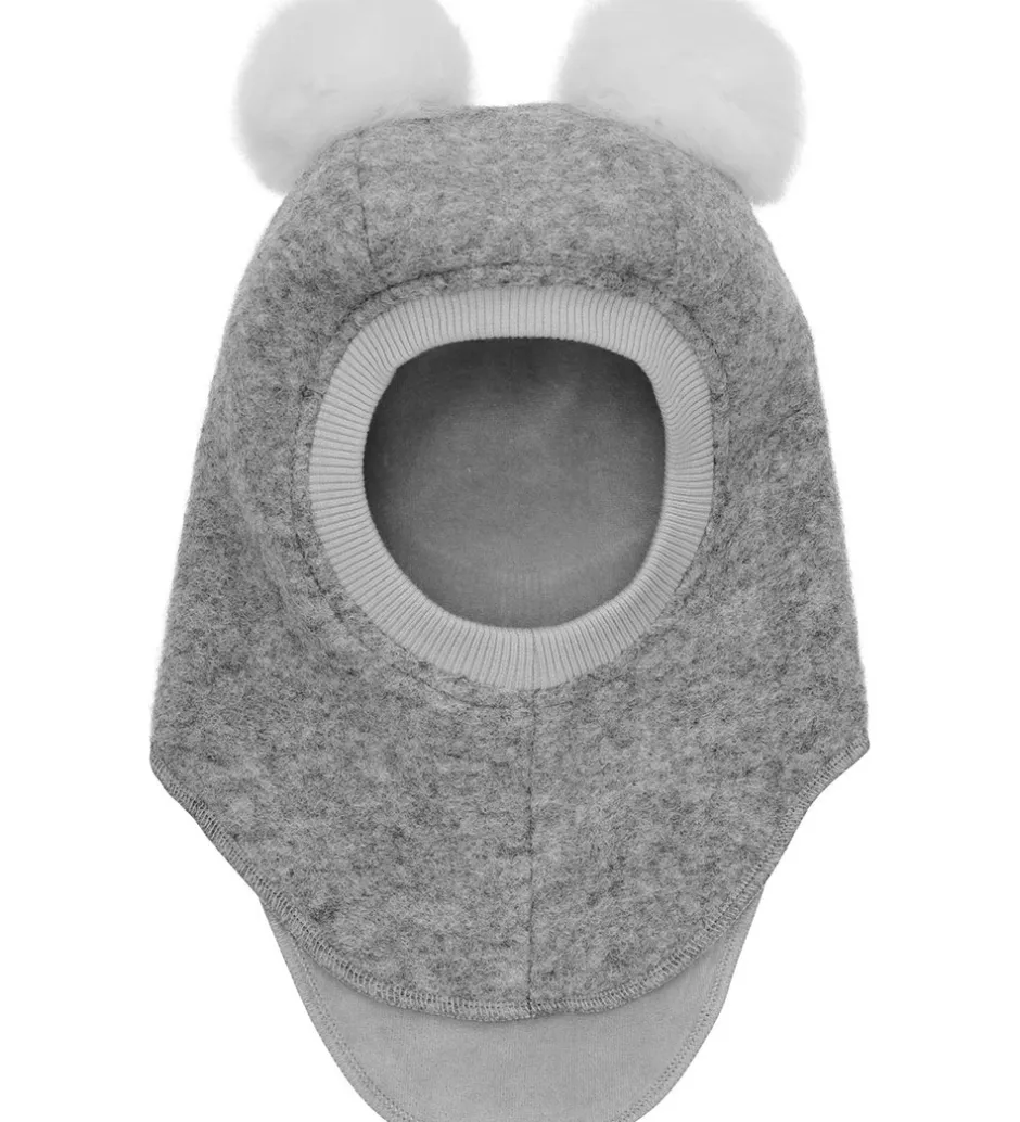 Børn Huttelihut Elefanthue - Uld - 2-lags - Grey Melange m. Kvaste