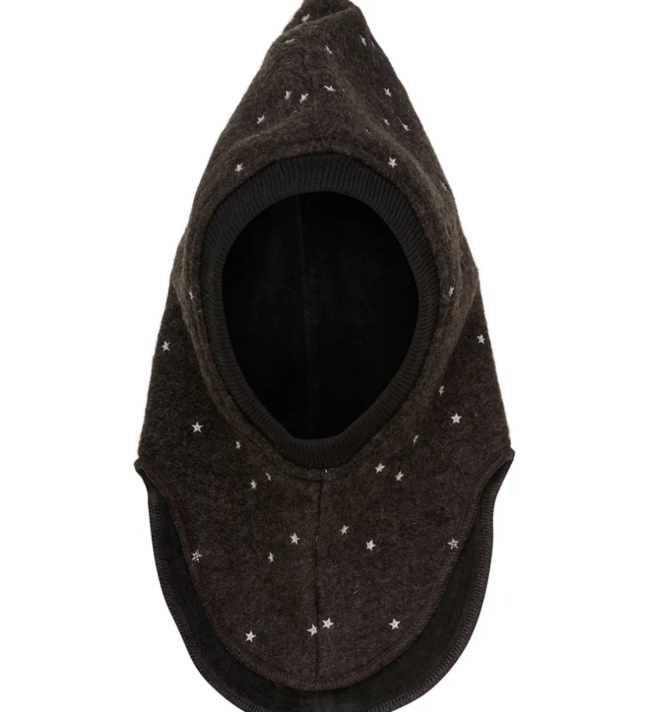 Børn Huttelihut Elefanthue - Uld - 2-lags - Dark Brown Melange