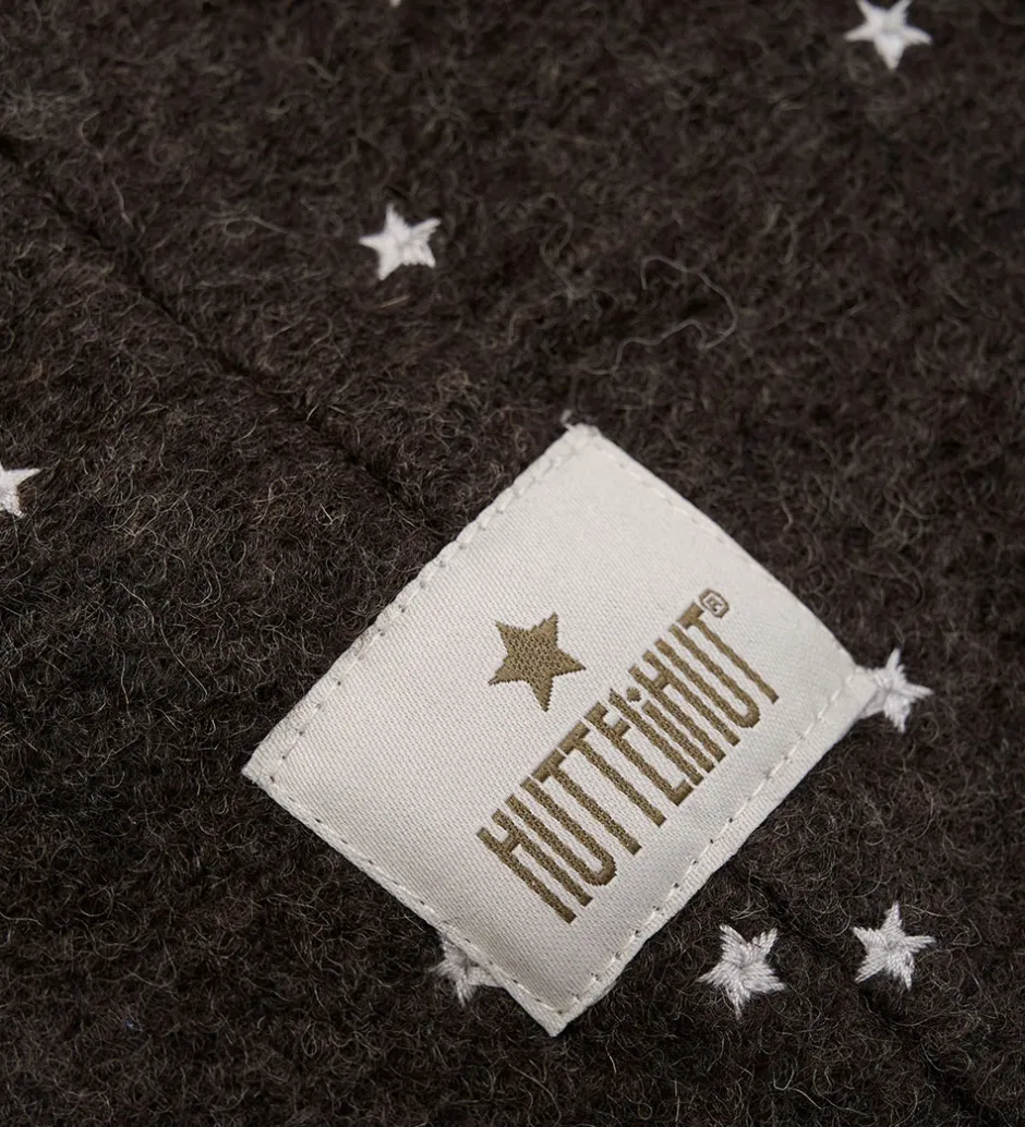 Børn Huttelihut Elefanthue - Uld - 2-lags - Dark Brown Melange