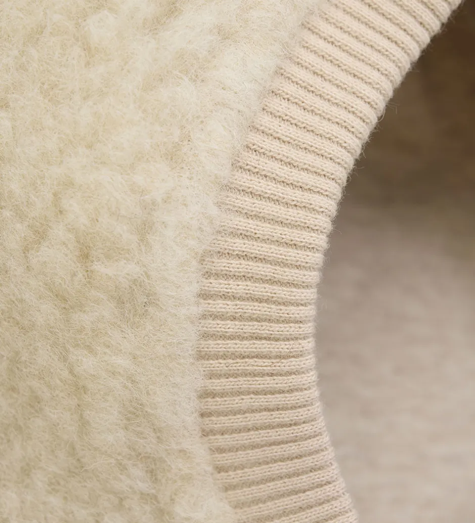 Børn Huttelihut Elefanthue - Uld - Teddy - 2-lags - Cement m. Ører