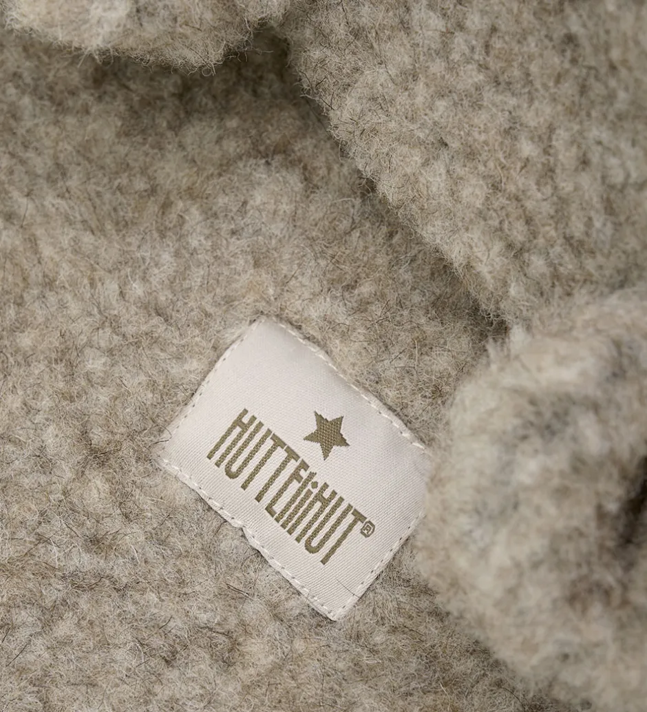 Børn Huttelihut Elefanthue - Uld - Teddy - 2-lags - Camel Melange