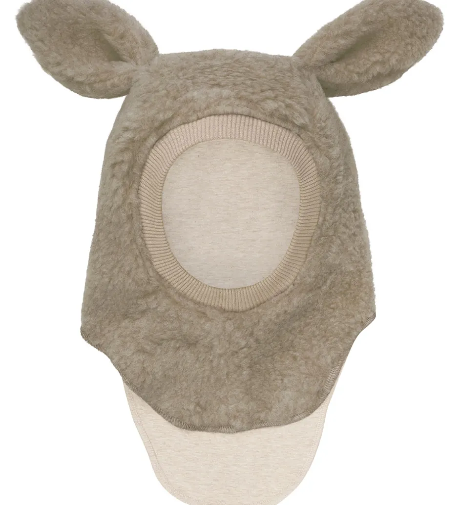 Børn Huttelihut Elefanthue - Uld - Teddy - 2-lags - Camel Melange