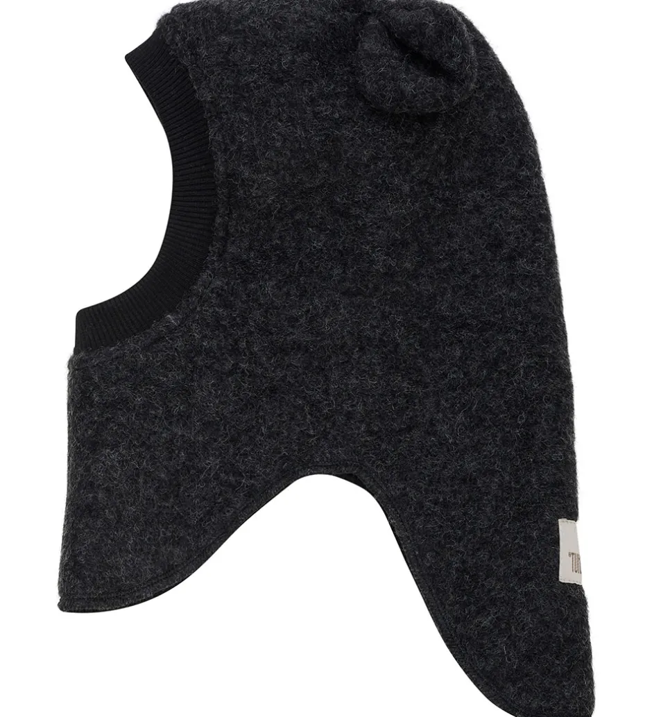 Børn Huttelihut Elefanthue - Uld - 2-lags - Dark Grey Melange m. Ører