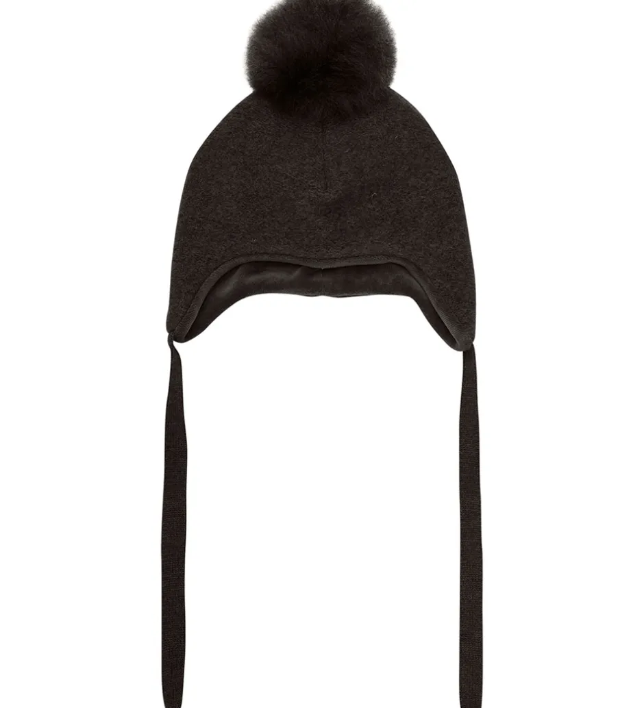 Huer Og Hatte|Babyhjelme*Huttelihut Hue - Uld - Dark Brown Melange m. Kvast