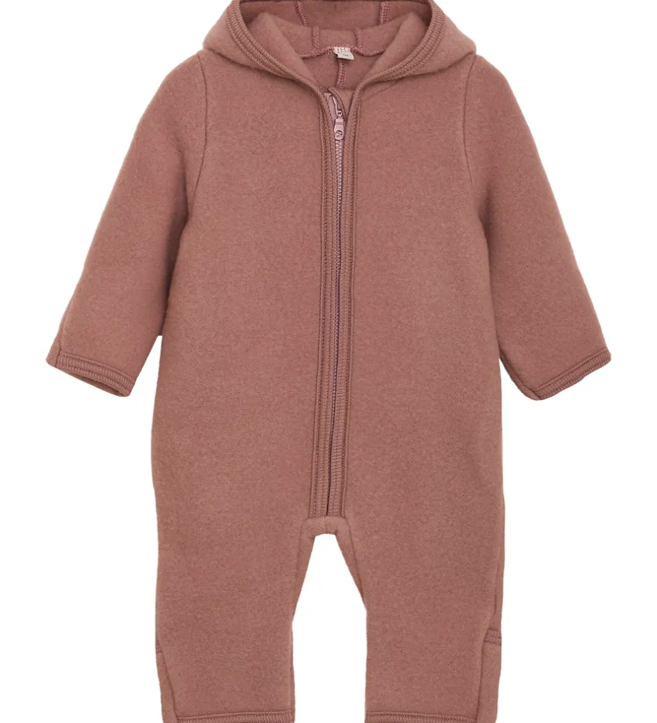 Børn Huttelihut Køredragt - Uldfleece - Burlwood m. Ører