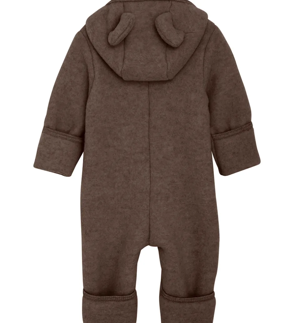 Børn Huttelihut Køredragt - Uldfleece - Brown Melange m. Ører