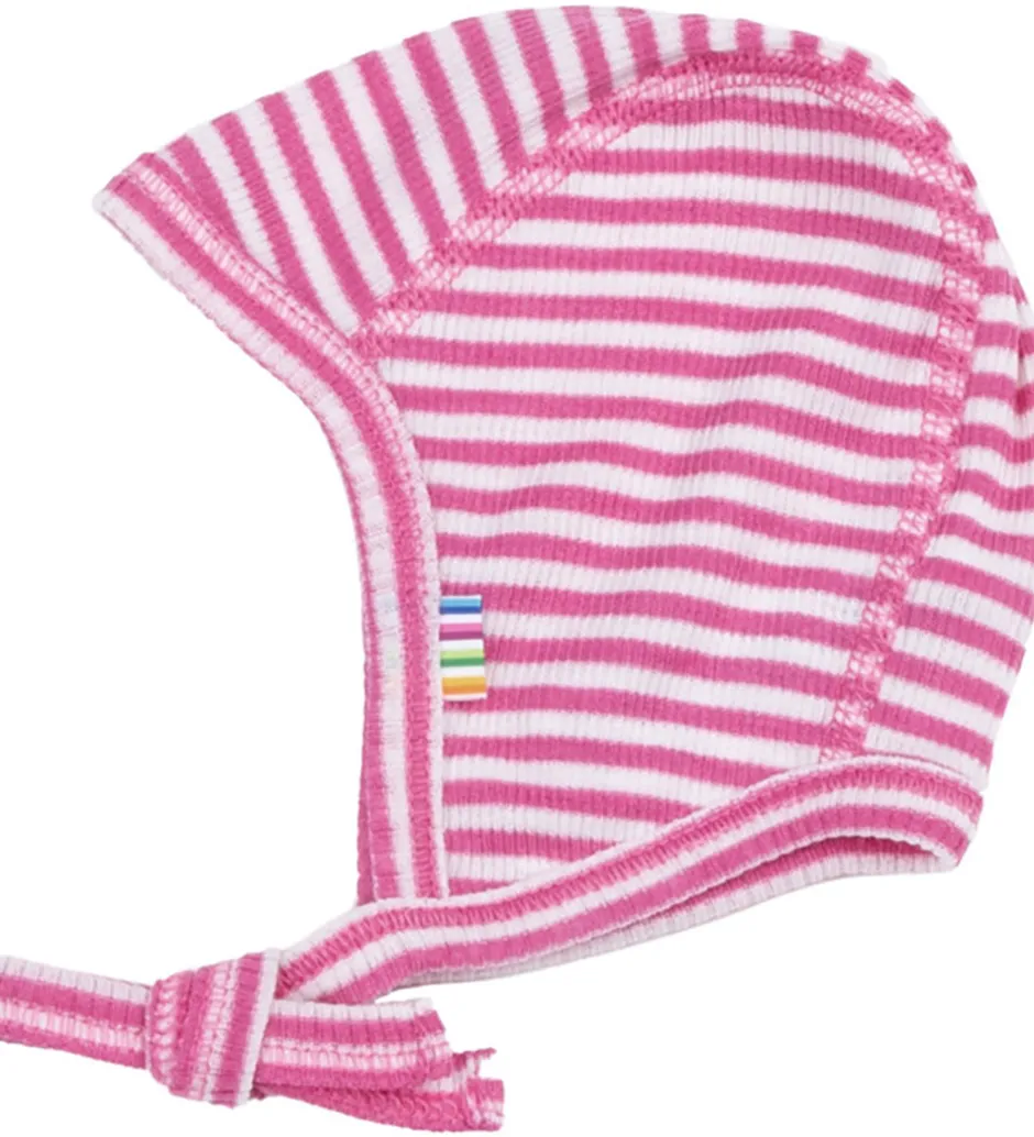 Babyhjelme*Joha Babyhjelm - Rib - Uld/Silke - Off White/Pink