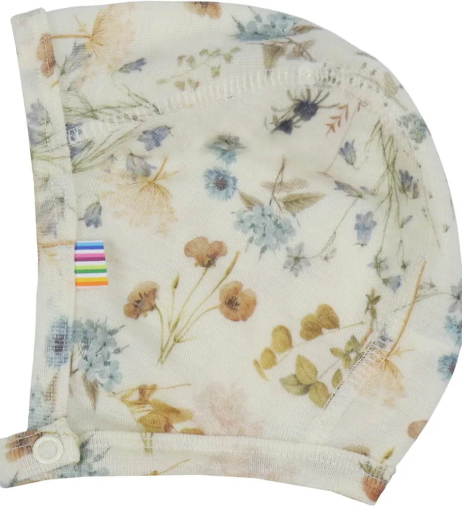 Babyhjelme*Joha Babyhjelm - Uld - Off White m. Blomster