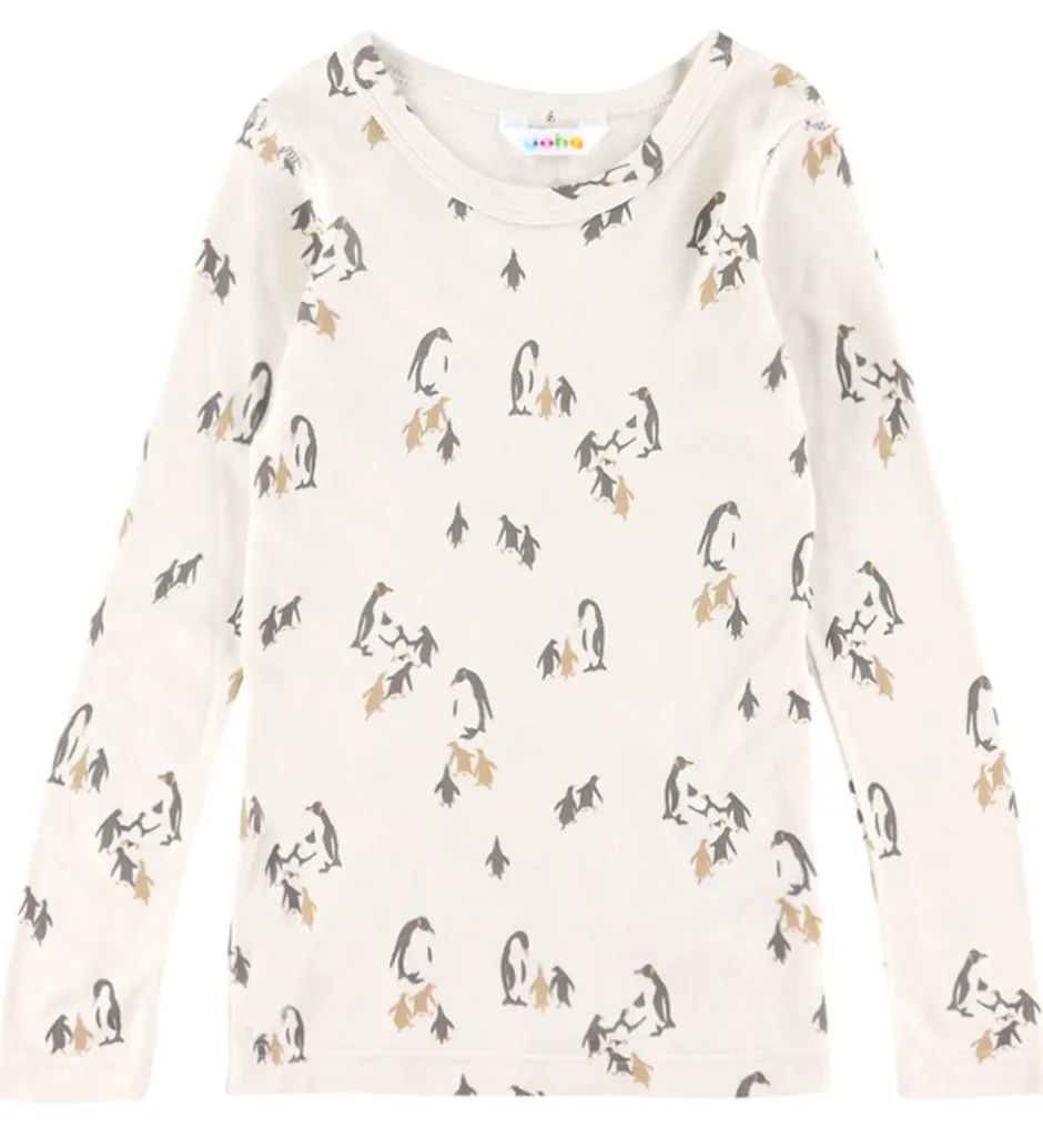 Bluser|Unisex-Tøj*Joha Bluse - Viskose/Bambus - Lys Beige m. Print