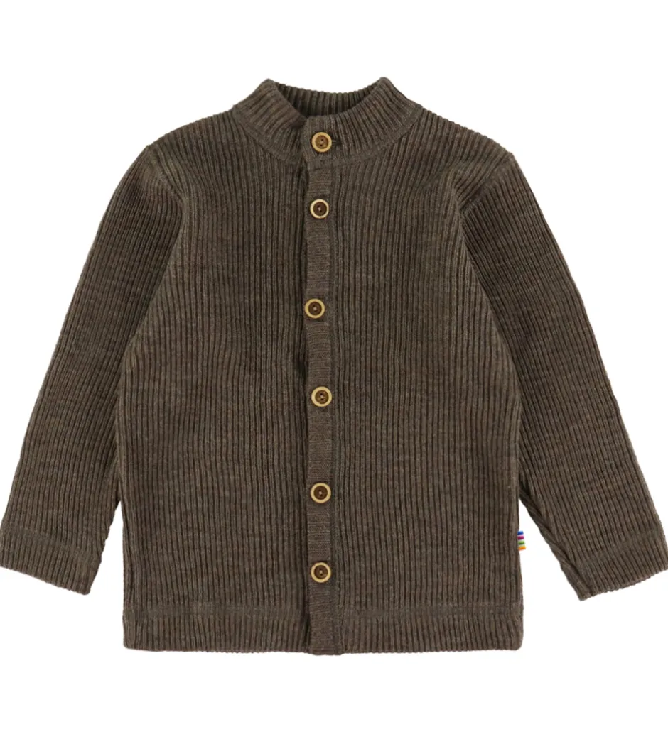 Cardigans|Unisex-Tøj*Joha Cardigan - Strik - Uld - Brun Meleret