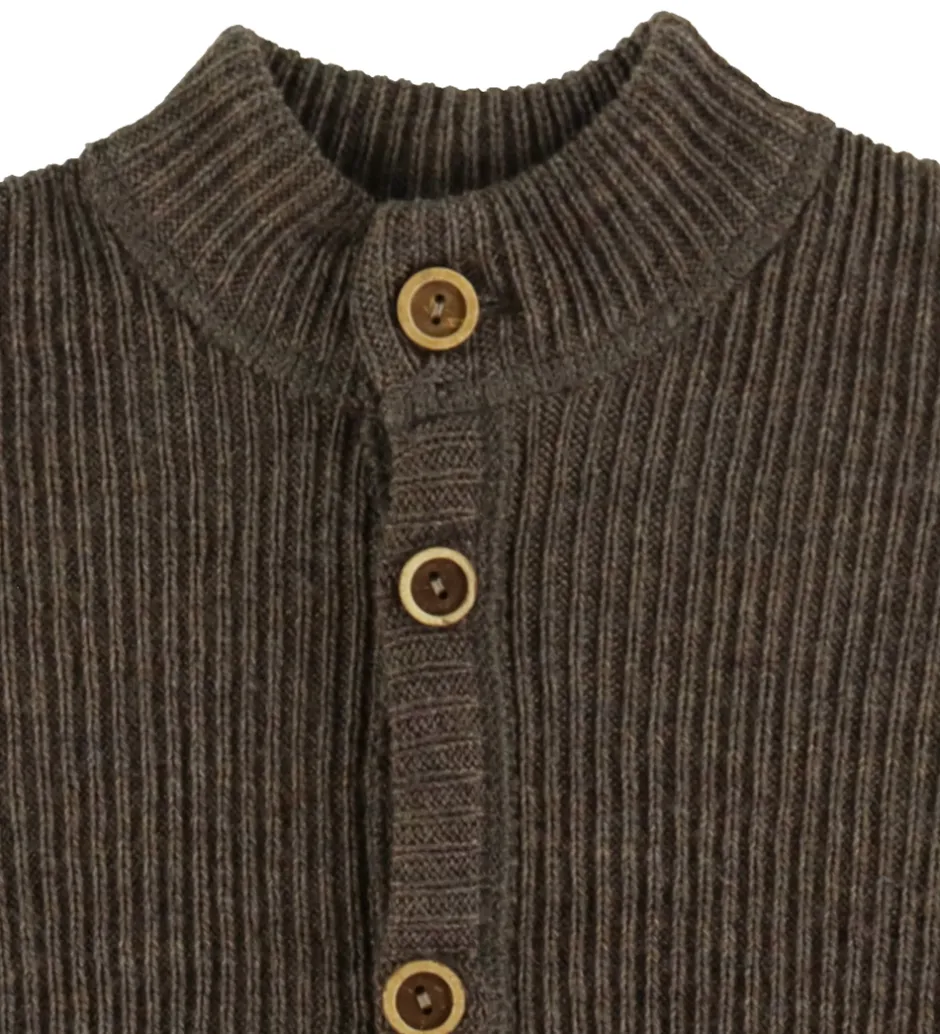 Cardigans|Unisex-Tøj*Joha Cardigan - Strik - Uld - Brun Meleret
