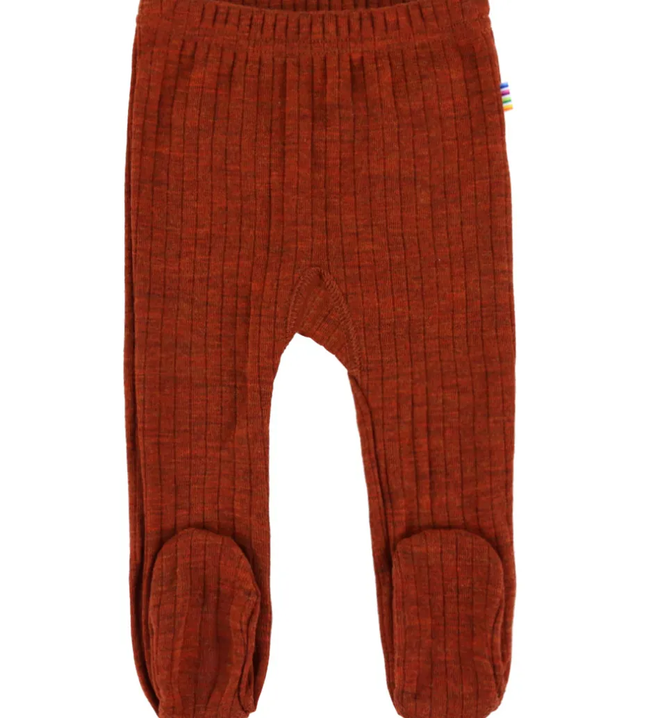 Børn Joha Leggings m. Fødder - Uld - Rib - Rust