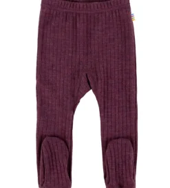 Leggings|Uld*Joha Leggings m. Fødder - Uld - Rib - Blomme