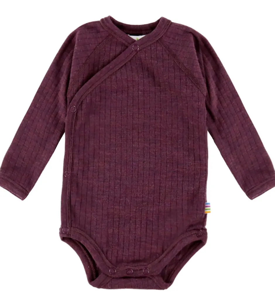 Bodyer|Uld*Joha Slå-om Body l/æ - Uld - Rib - Blomme