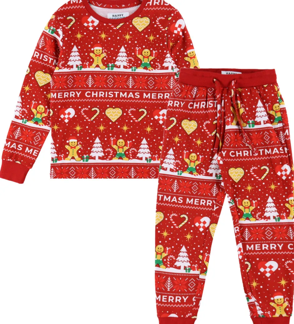 Børn Jule-Sweater s Nattøj - 2-Delt - Christmas Cookie - Rød