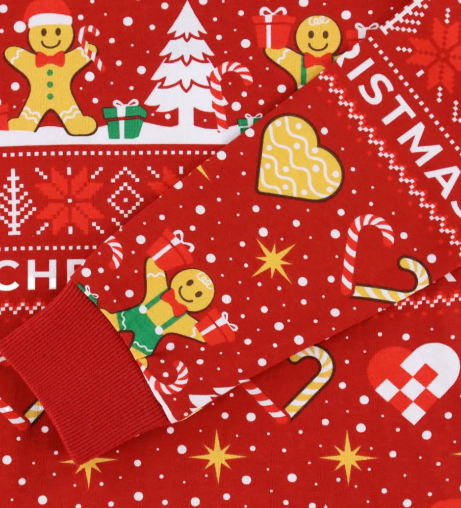Børn Jule-Sweater s Nattøj - 2-Delt - Christmas Cookie - Rød
