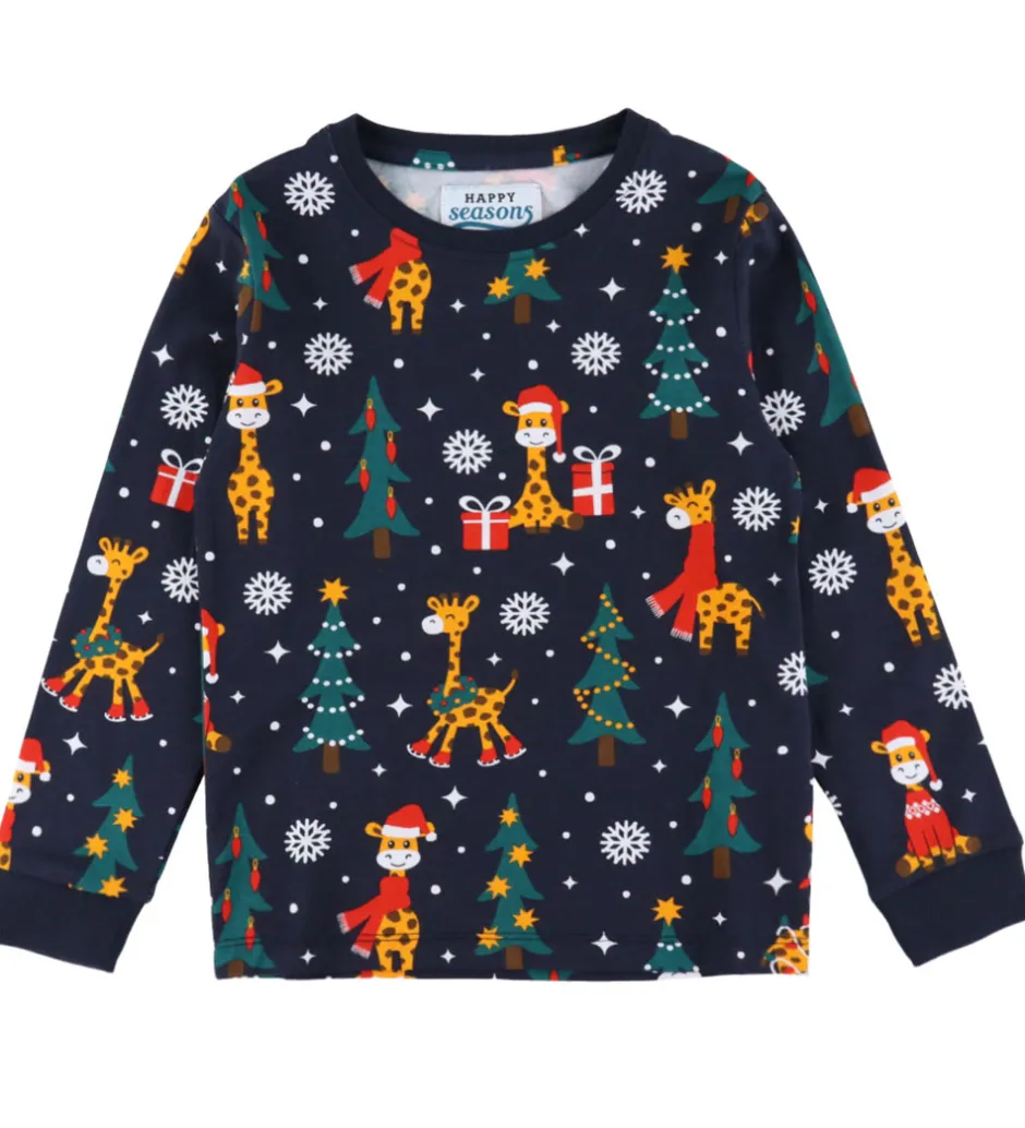 Børn Jule-Sweater s Nattøj - 2-Delt - Christmas Giraffes