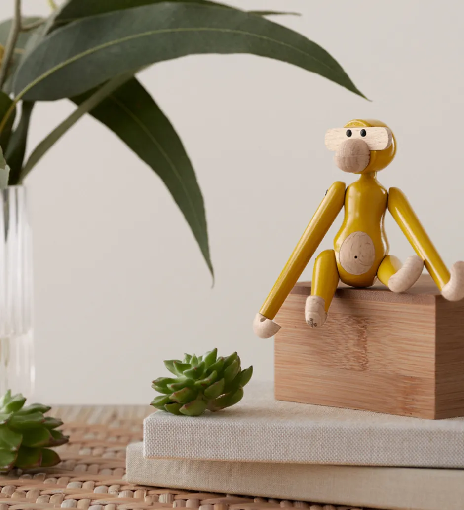 Pyntefigurer*Kay Bojesen Træfigur - Abe - Vintage - Mini - Gul