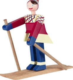 Kay Bojesen Træfigur - Skiløber Datti - Pige 15,5 cm - Blå/Multi