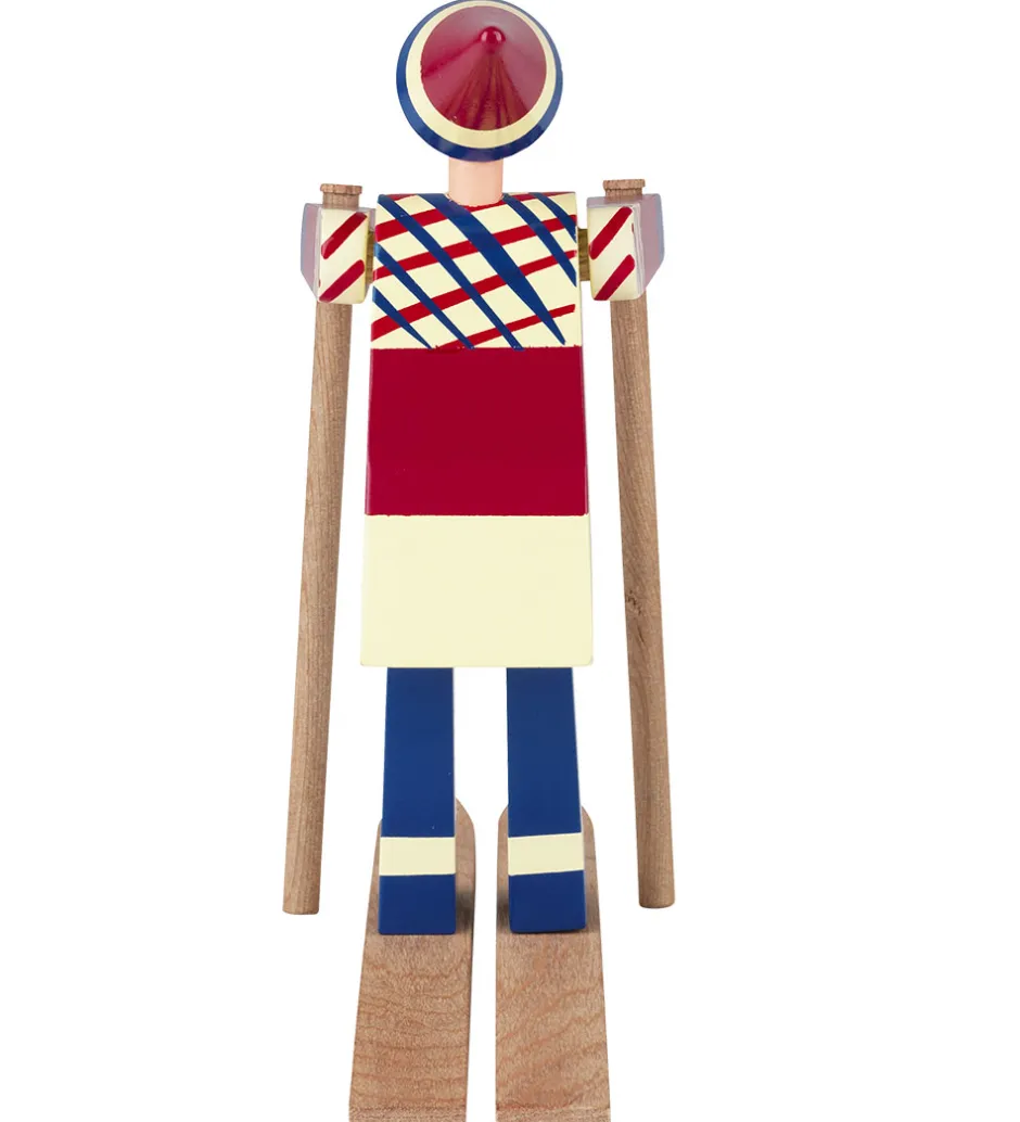 Kay Bojesen Træfigur - Skiløber Datti - Pige 15,5 cm - Blå/Multi
