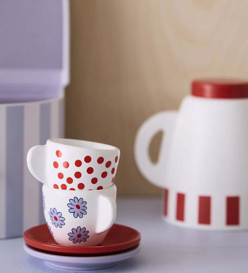 Trælegetøj|Rolleleg*Kids Concept Kaffestel - Træ - Hvid/Rød m. Mumitrolde