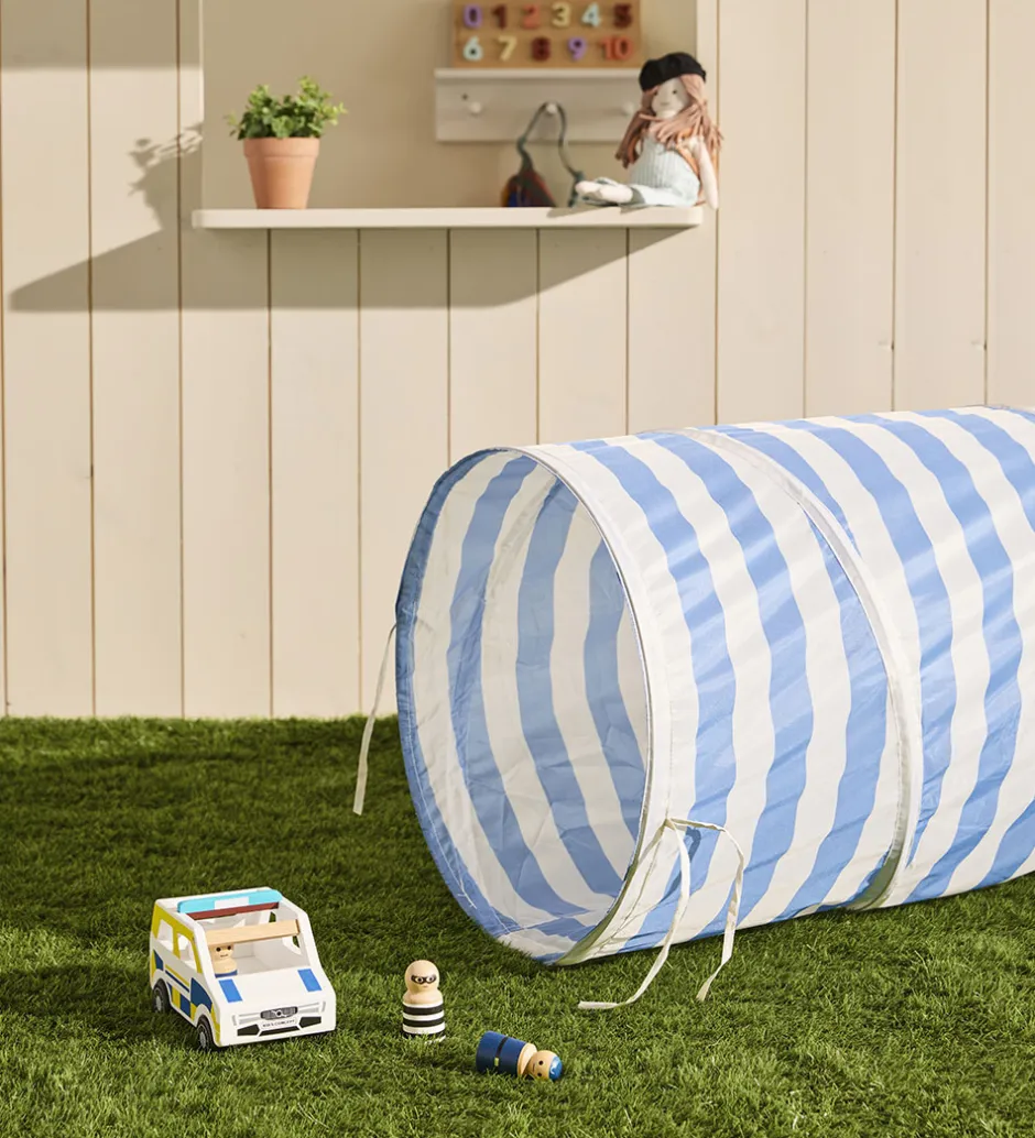 Motorisk Legetøj*Kids Concept Legetunnel - 180 cm - Blå Striber