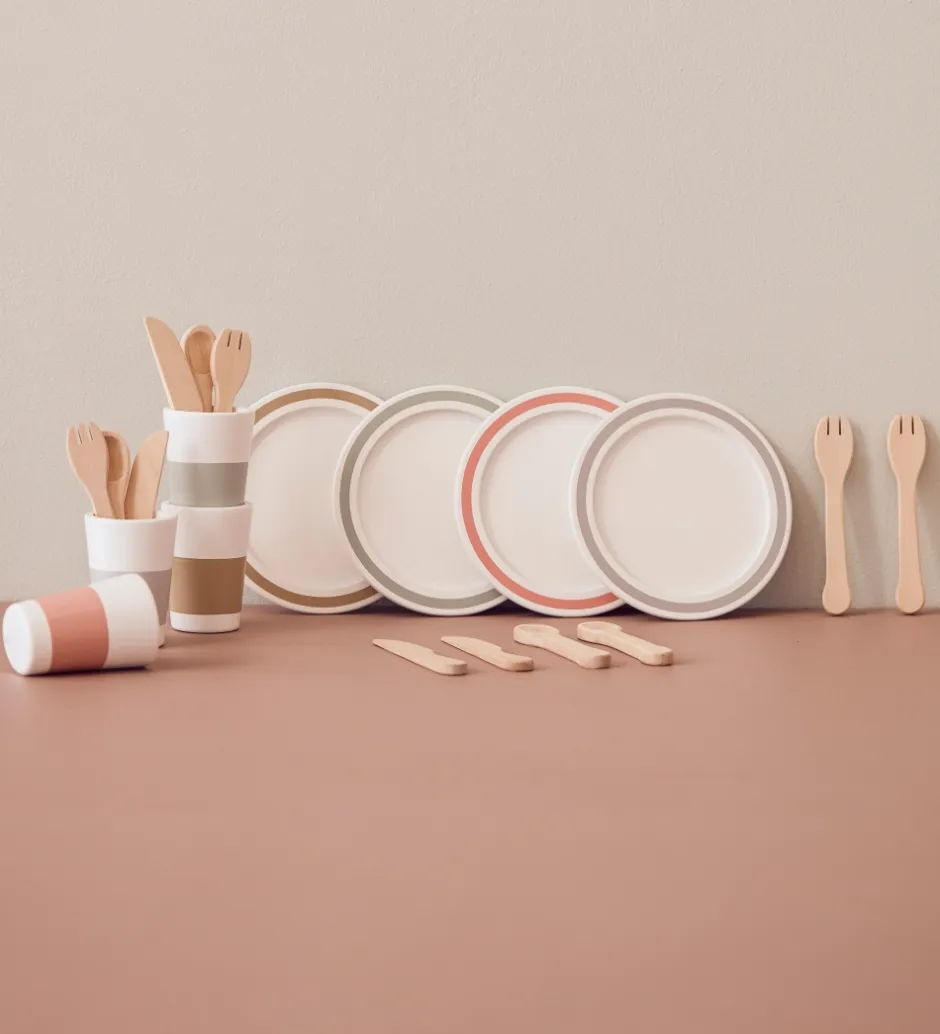 Legekøkken Og Legemøbel*Kids Concept Spisestel - Bistro - Træ/Hvid