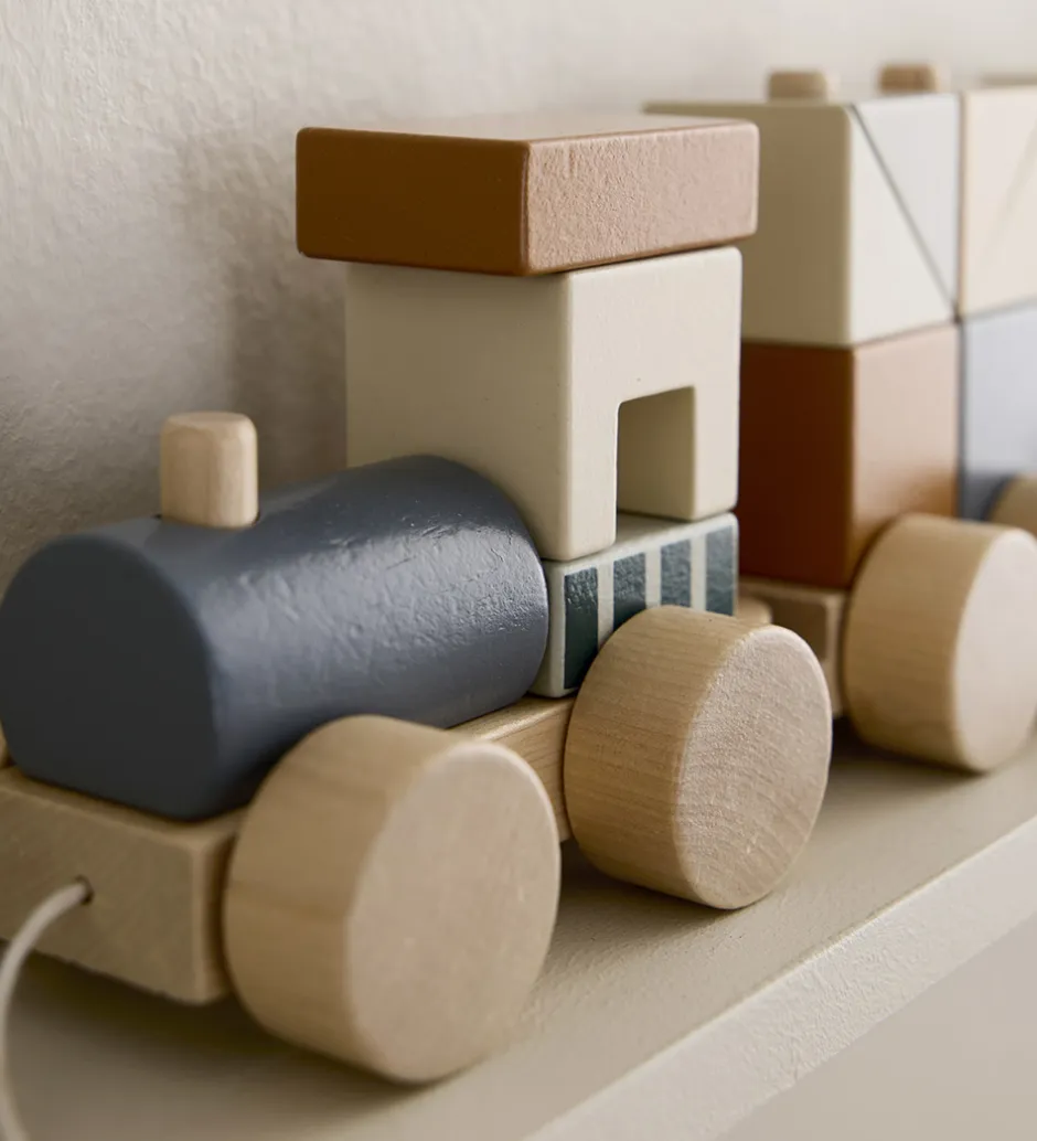 Trælegetøj*Kids Concept Tog m. Klodser - 38 cm - Træ