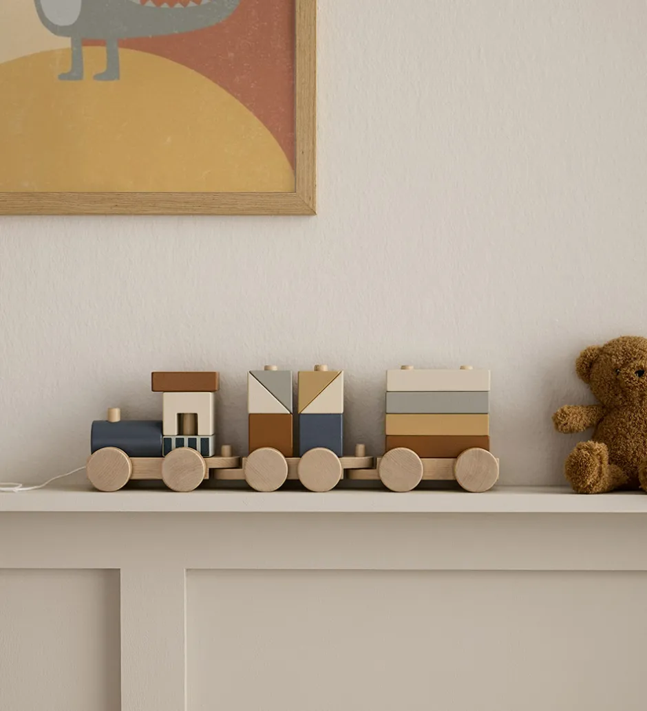 Trælegetøj*Kids Concept Tog m. Klodser - 38 cm - Træ
