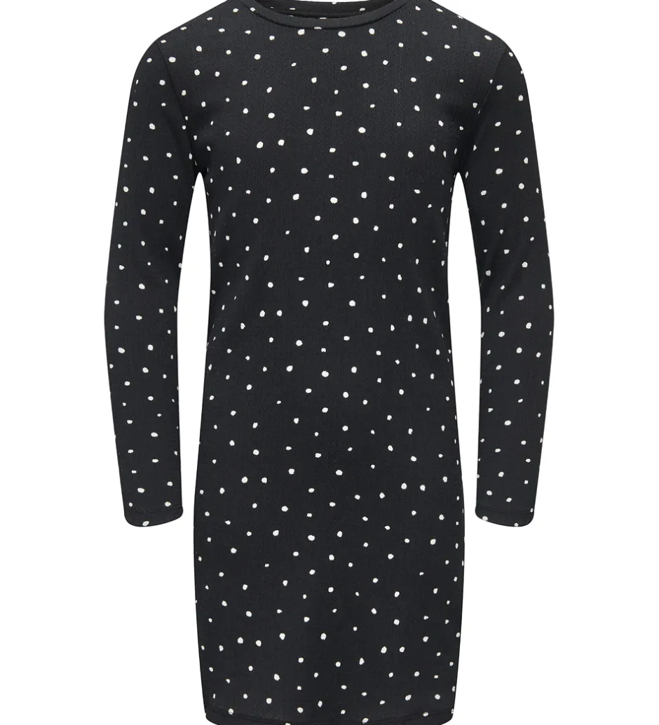 Kjoler*Kids Only Kjole - KogMelia - Black/Dots Cloud Dancer