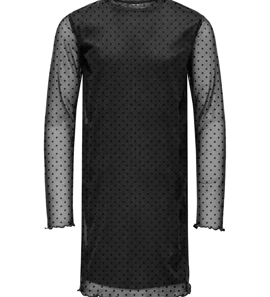 Børn Kids Only Kjole - Mesh - KogDora - Black/Dots Flock Black