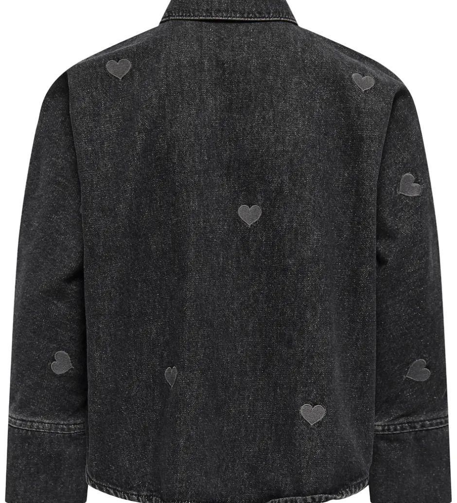 Børn Kids Only Skjorte - KogGrace - Washed Black/ Heart Embroide