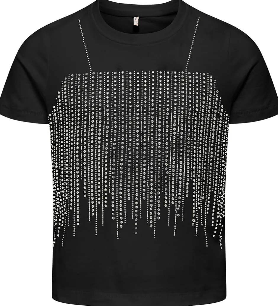 T-Shirts*Kids Only T-shirt - KogBillie - Stone Top - Black/Rhinestone Sil