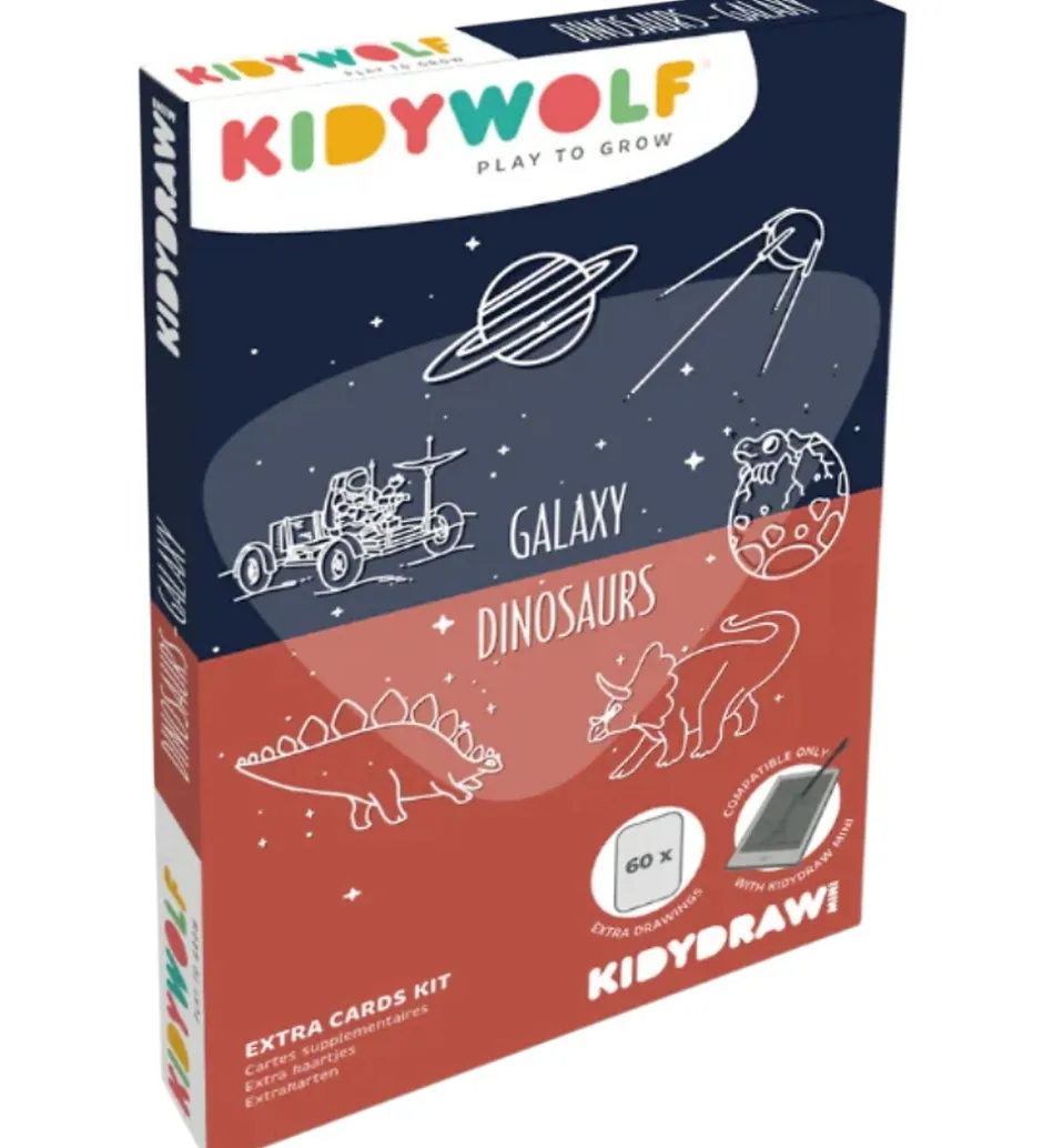 Kreasæt*Kidywolf Refill Tegnemotiver - 60 motiver - Dinosaur/Galaxy