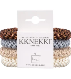 Hårelastikker*Kknekki Hårelastikker - 4-pak - Beige/Blå/Brun/Glimmer