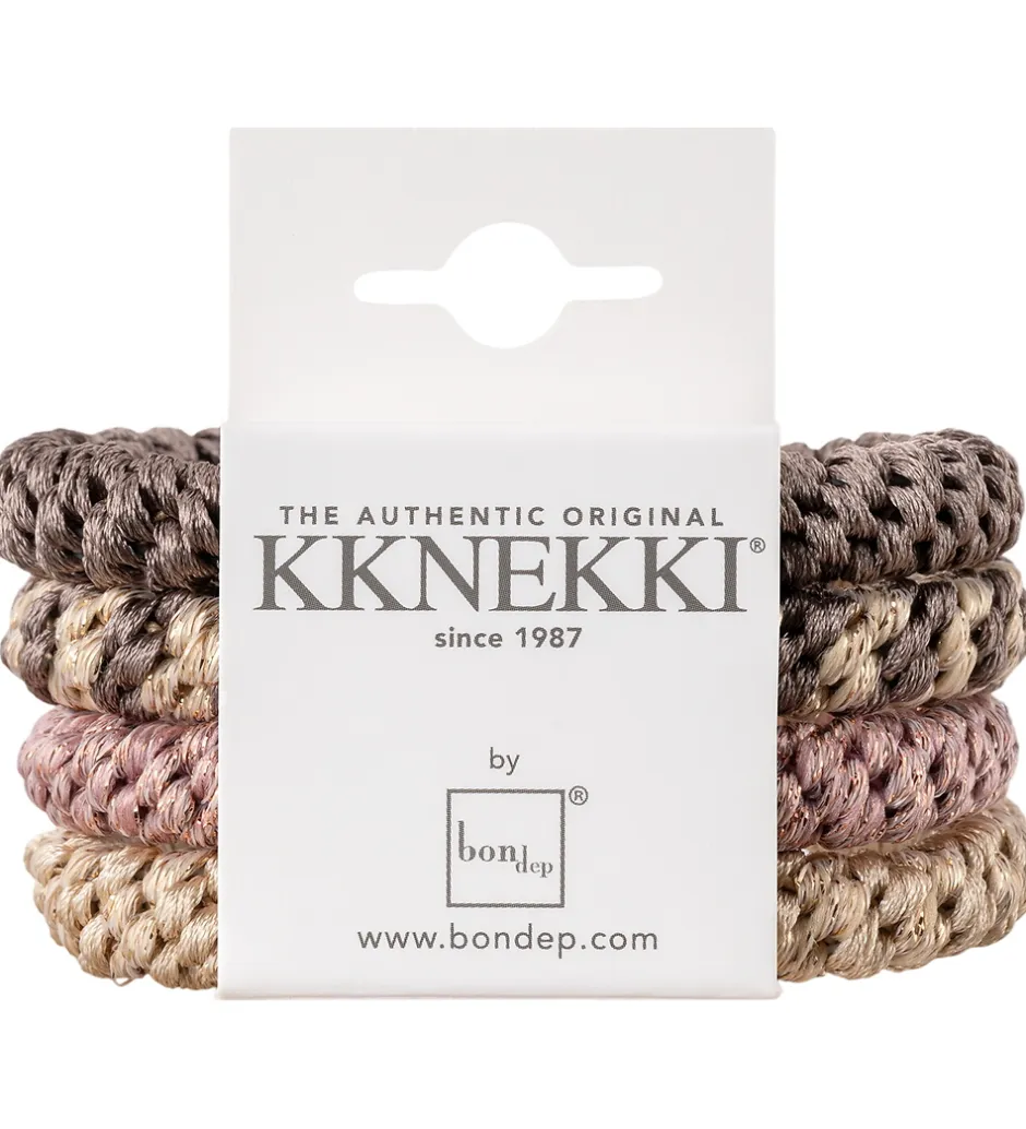 Hårelastikker*Kknekki Hårelastikker - 4-pak - Pink/Beige/Brun