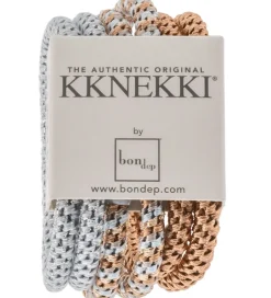 Kknekki Hårelastikker - Slim - 6-pak - Brun/Sølv