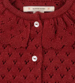 Børn Konges Sløjd Cardigan - Strik - Red Dahlia m. Hulmønster