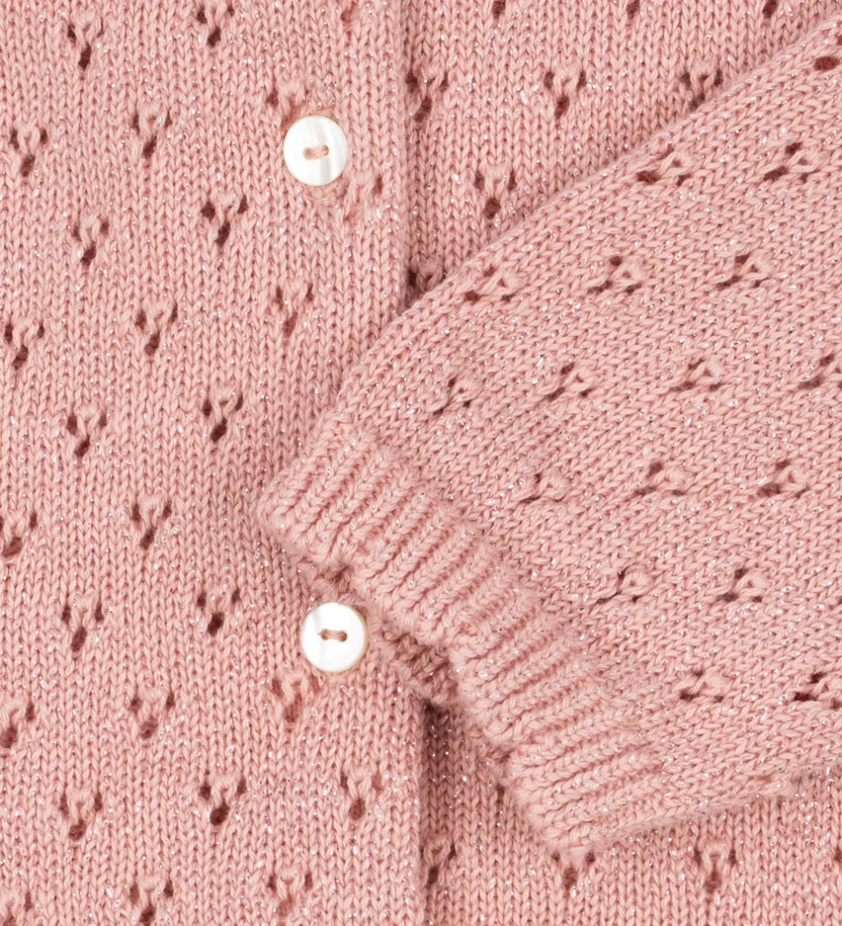 Børn Konges Sløjd Cardigan - Strik - Mellow Rose m. Hulmønster
