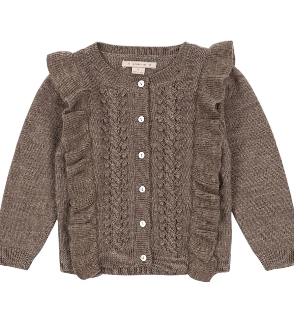 Børn Konges Sløjd Cardigan - Uld - Strik - Fiol Frill - Brunmeleret