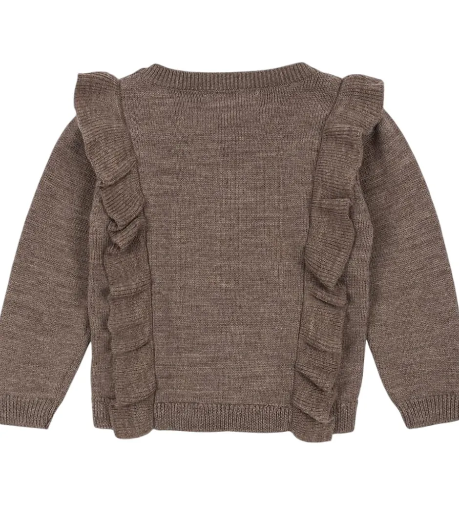 Børn Konges Sløjd Cardigan - Uld - Strik - Fiol Frill - Brunmeleret