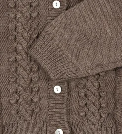 Børn Konges Sløjd Cardigan - Uld - Strik - Fiol Frill - Brunmeleret