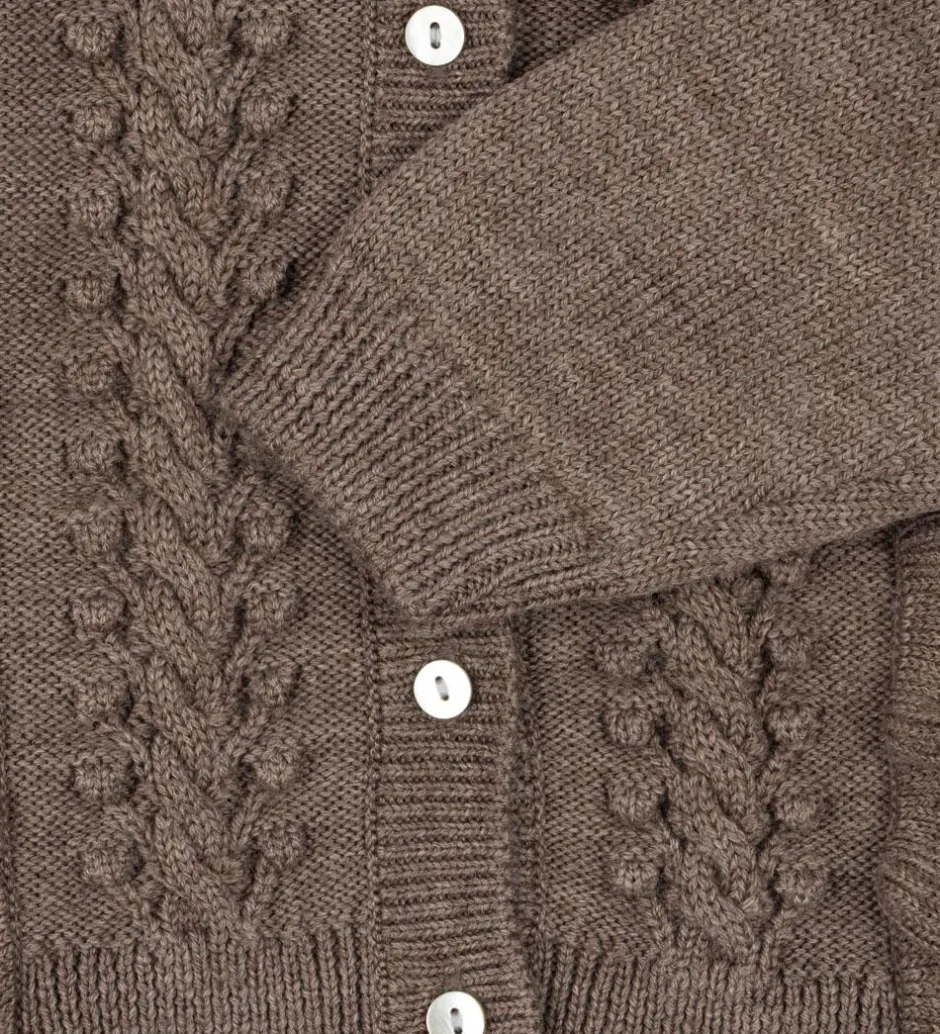 Børn Konges Sløjd Cardigan - Uld - Strik - Fiol Frill - Brunmeleret